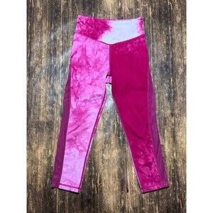 Zyia Active Hendrix Pink Tie Dye Mesh Light N Tight Hi Rise Capri Size 2